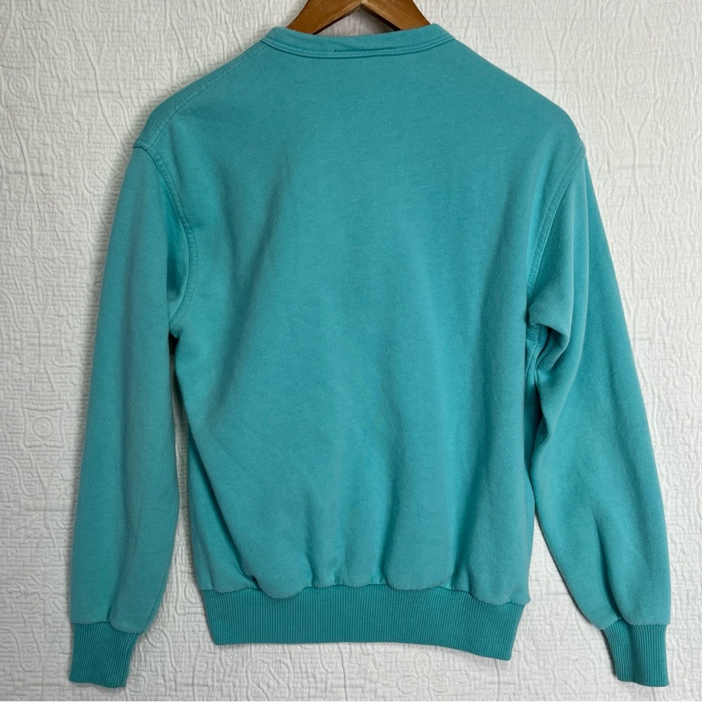 Vintage 86 Patagonia Womens 9 10 Sweatshirt Henley Snap Crew Pullover Blue Top - Picture 13 of 16